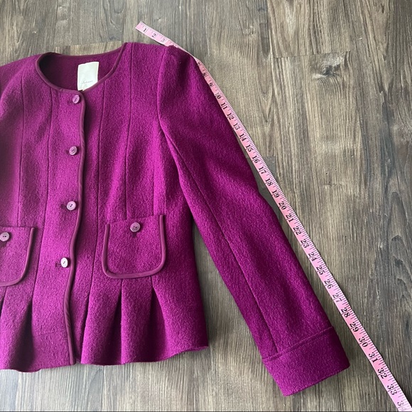 Anthropologie Elevenses Raspberry Peplum Structured Wool Blend Blazer - Picture 12 of 16